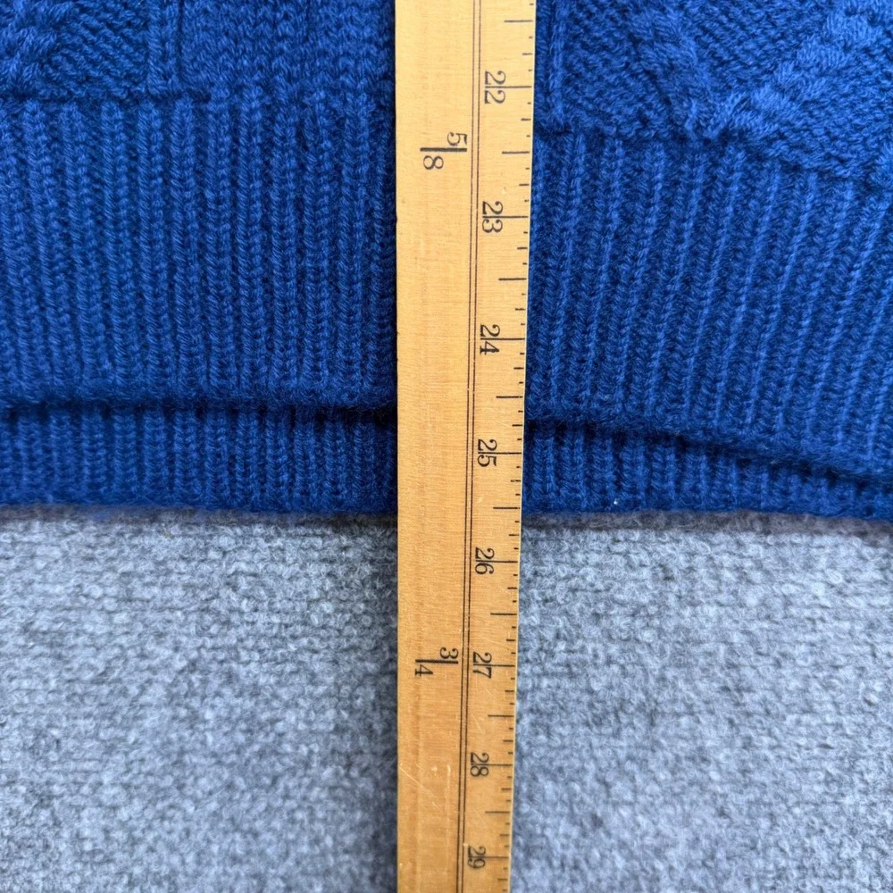 Wrangler Mens Blue Cable Knit Crew Neck Sweater Acrylic Pullover L